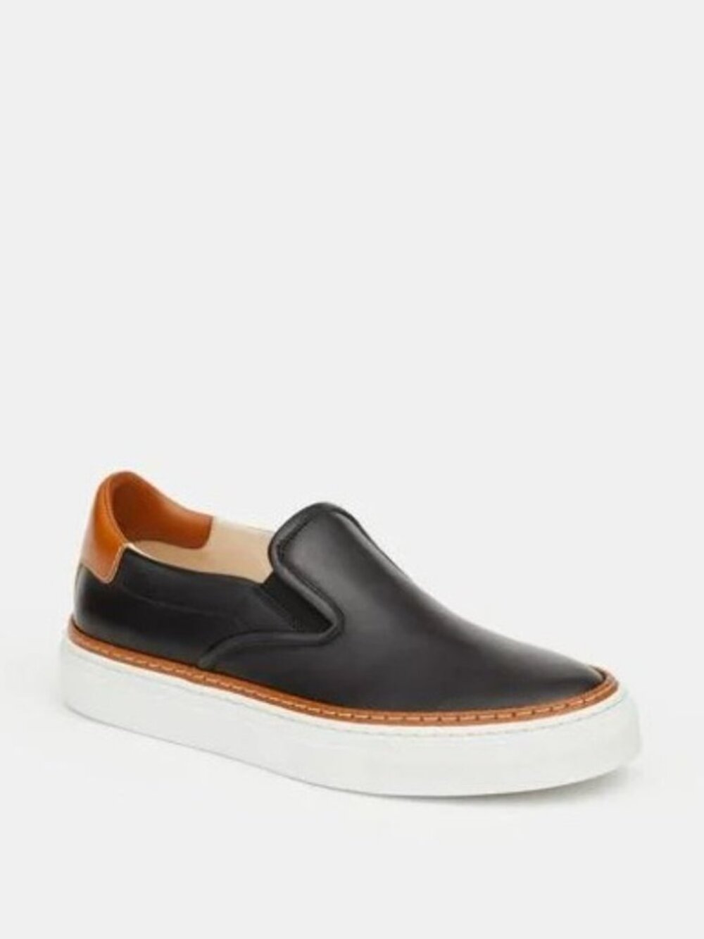 Lafayette 148 NY Black Leather Slip On Sneaker Italy NEW IN BOX -39.5 US 9.5